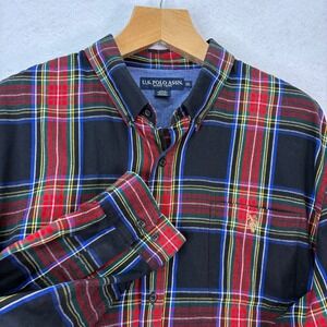 U.S. Polo Assn. Black Plaid Long Sleeve Button Down Shirt Mens 3XL Preppy